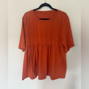 Women's Plus Size Orange Babydoll Top Size X Large